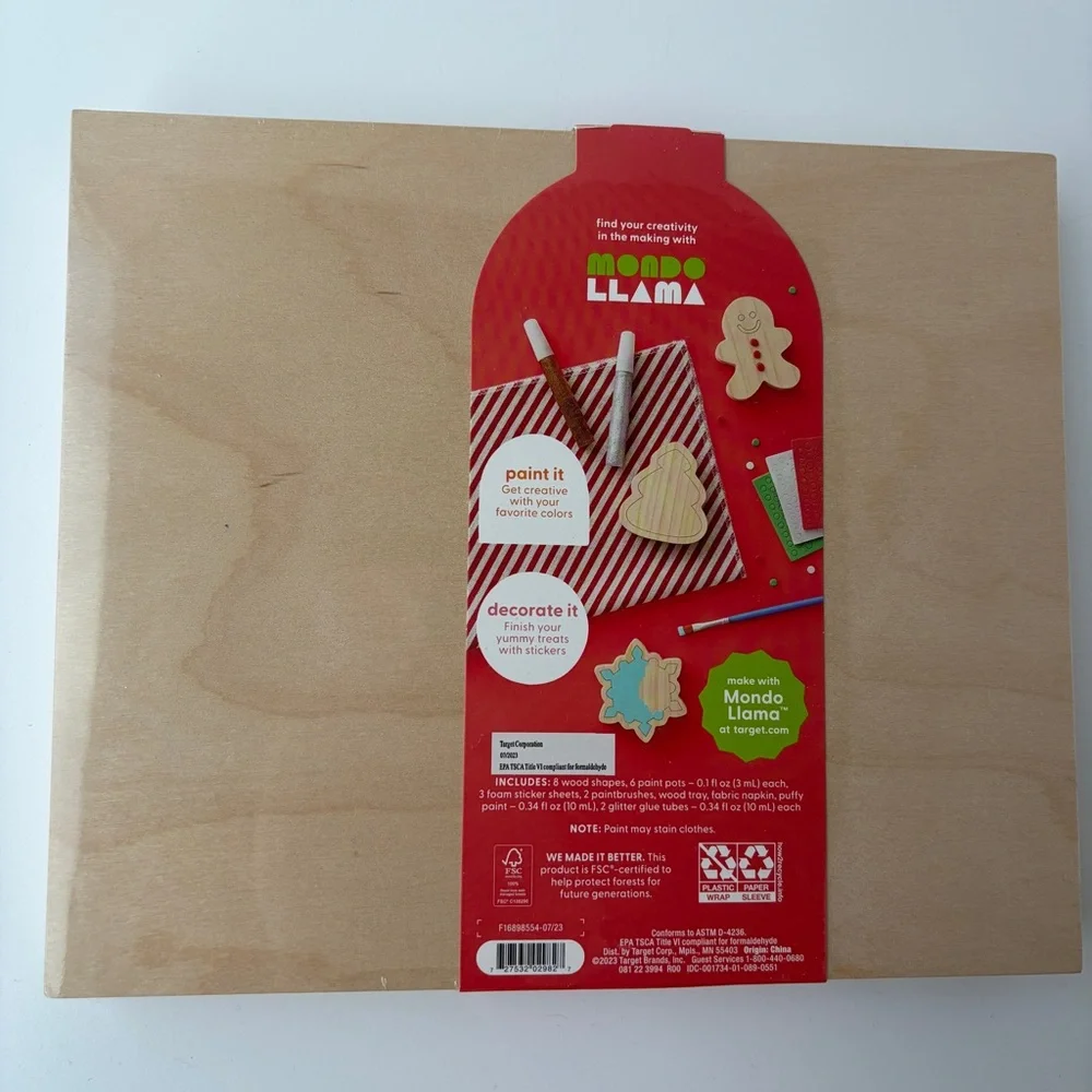 NWT Mondo Llama 2024 Wooden Paint Your‎ Own Christmas Cookies Craft Art Project